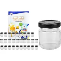 MamboCat 28er Set Sturzglas 53 ml To 43 schwarzer Deckel Vorratsgläser Rundgläser Gläser incl. Rezeptheft