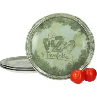MamboCat 4x Perfetto Pizzateller Grün Ø 31,5 cm 4 Personen Porzellan Pizza Servier-Platte