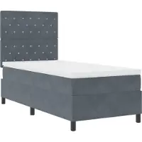 vidaXL LED Boxspringbett mit Matratze Dunkelgrau 90 x 200 cm Samt