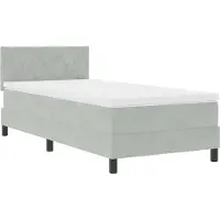 vidaXL LED Boxspringbett mit Kopfteil Hellgrau 90 x 190 cm Samt