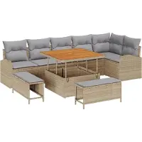 vidaXL Garten-Sofa-Set 9 stk. 8-Sitzanzahl Beige und Hellgrau