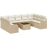 vidaXL Gartensofa-set 10 stk. Beige und Weiß Poly-Rattan