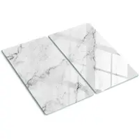 Tulup Herdabdeckplatte SET aus 2 Stück 30x52 cm Schneidebrett aus Glas Schutzplatte Spritzschutz Abdeckung Marmor