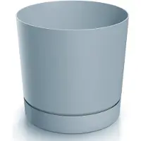 Prosperplast Grauer Kunststoffblumentopf mit Untersetzer, 13 cm Tubo