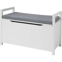 SoBuy FSR76-W Truhenbank mit Stauraum - Schuhbank mit Sitzkissen
