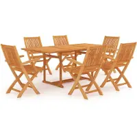 vidaXL 7-tlg. Garten-Essgruppe Massivholz Teak