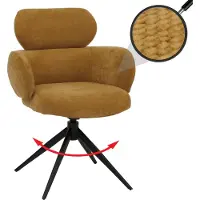 MCW Esszimmerstuhl MCW-O77, Küchenstuhl Polsterstuhl, drehbar Auto-Return, Stoff (310g/m²) Chenille senfgelb