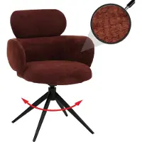 MCW Esszimmerstuhl MCW-O77, Küchenstuhl Polsterstuhl, drehbar Auto-Return, Stoff (310g/m²) Chenille rotbraun