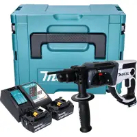 Makita DHR 202 RTJW Akku Bohrhammer 18 V 20 mm 2,0 J weiß + 2x Akku 5,0 Ah + Ladegerät + Makpac