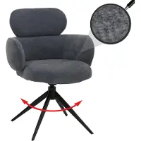 MCW Esszimmerstuhl MCW-O77, Küchenstuhl Polsterstuhl, drehbar Auto-Return, Stoff (310g/m²) Chenille grau-blau