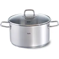Fissler Viseo / Edelstahl-Topf (5,7 L - Ø 24 cm) Kochtopf mit Glas-Deckel, Innenskalierung, Schüttrand, Induktions-Kochtopf, energiesparend, für alle Herdarten - auch Induktion