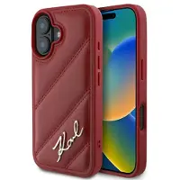 Karl Lagerfeld KLHCP16SPQDSMGR iPhone 16 6.1" czerwony/red hardcase Diagonal Quilted Script