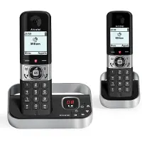Alcatel F890 Voice Duo zwart, DECT-Telefon, Kabelloses Mobilteil, Freisprecheinrichtung, 200 Eintragungen, Anrufer-Identifikation, Schwarz, Silber