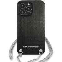 Karl Lagerfeld Klhcp13xpmk Iphone 13 Pro Max 6.7 Leather Textu And Chain Handyhülle