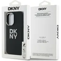 DKNY Etui Flüssigkeit Silikon Metall Logo Na Iphone 16 - Czarne