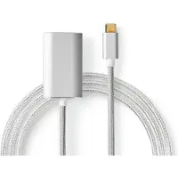 Nedis USB-C Adapter - USB 3.2 Gen 1 - USB-C Stecker - HDMI Ausgang - 4K@60Hz - Power delivery - 2.00 m - Rund - Vergoldet - Geflochten / Nylon - Silber - Verpackung mit Sichtfenster