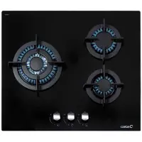 CATA CCI 6021 BK, Schwarz, Integriert, 59 cm, Gaskochfeld, Glas, 3 Zone(n)