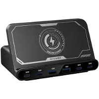 BlitzWolf Ladegerät Bw-S27 160W, 2Xusb-A, 4Xusb-C, 15W Drahtloses Ladegerät (Schwarz)