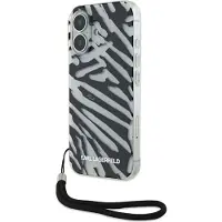 Karl Lagerfeld KLHCP16SHZBPKCCK iPhone 16 6.1" czarny/black hardcase IML Zebra Pattern & Cord
