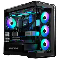 KEEP OUT XC-905 PRO+, PC, Schwarz, ITX, micro ATX, Metall, SPCC, Gehärtetes Glas, Gaming, Bernstein, Blau, Grün, Rot