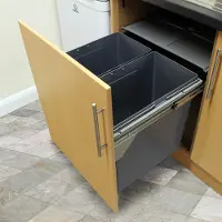 KuKoo Abfalleimer 2x 45L mit Dosenpresse, Flaschenöffner, Soft Close & integrierten Griffen