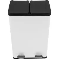 MonsterShop 60l Doppel Abfalleimer Tretmülleimer - Weiß