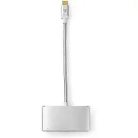 Nedis Gold Cctb64760al02 3-in-1 Multi-port Usb-adapter Usb 3.2 Gen 1 Usb-c M-usb-a B/usb-c B/vga B 5gbps Beschichtet Geflochten 0.2 M