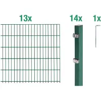 Alberts Doppelstabmatten Zaun, Höhe 120 cm, Länge 26 m, Zaun-Komplettset zum Einbetonieren, grün, Pfosten 60x40 mm