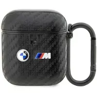 BMW Carbon Doppel Metall Logo - Etui AirPods 1/2 gen (Czarny)