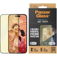 PanzerGlass - Eyecare Screenschutz iPhone 15 - Ultra-weite Passform mit Easyaligner