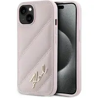 Karl Lagerfeld KLHCP14SPQDSMGP iPhone 14 / 15 / 13 6.1" różowy/pink hardcase Diagonal Quilted Script