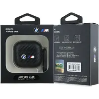 BMW BMA4WMPUCA2 AirPods 4 Hülle schwarz/schwarz Carbon Doppelmetall Logo
