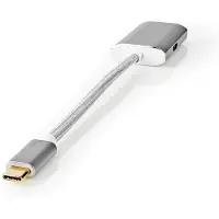 Nedis USB-C Adapter - USB 3.2 Gen 1 - USB-C Stecker - HDMI Ausgang - 4K@60Hz - Power delivery - 0.20 m - Rund - Vergoldet - Geflochten / Nylon - Silber - Verpackung mit Sichtfenster