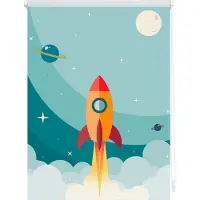 Lichtblick Rollo Klemmfix, ohne Bohren, Verdunkelung, Rakete - Blau 60 x 150 cm (B x L)