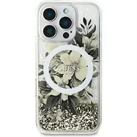 GUESS GUHMP16LLFMWTE iPhone 16 Pro 6.3" beżowy/beige hardcase Liquid Glitter Flower MagSafe
