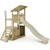 FATMOOSE Spielturm FruityForest Fun XXL mit Rutsche und Sandkasten in Salbeigrün