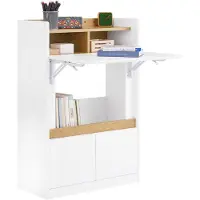 SoBuy Klappbarer Schreibtisch mit Ablagen und 2 Schubladen Gaming Tisch Kleiner Computertisch Arbeitstisch und Bürotisch für Homeoffice FWT109-WN