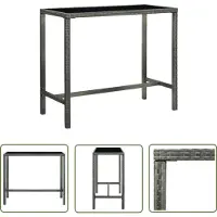The Living Store Garten-Bartisch Grau 130x60x110 cm Poly Rattan und Glas