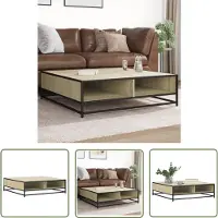 vidaXL Couchtisch Sonoma-Eiche 100x100x30 cm Holzwerkstoff und Metall