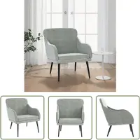 The Living Store Sessel Hellgrau 63x76x80 cm Samt