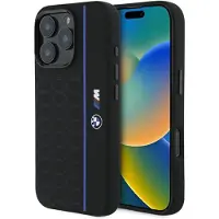 BMW Etui Silikon Sechseck blaue Linie Magsafe Na Iphone 16 Pro - Czarne