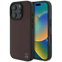 Mercedes-Benz MEHMP16X23RBGVR iPhone 16 Pro Max 6.9" czerwony/red hardcase MB Wood Imitation Leather MagS