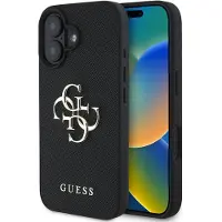 GUESS Pu Grained 4g Metal Logo Iphone 16 Handyhülle