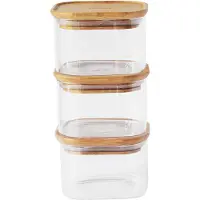 Pebbly Frischhaltedose Pebbly Viereck Holz 500 ml (3-teilig)