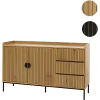 Mendler Sideboard HWC-O39, Kommode Schrank Anrichte, 3 Schubladen 2 Türen, Holz Melamin 80x130x42cm natur