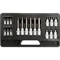 YATO YT-7751, Steckschlüssel-Set, 18 Stück(e), Schwarz, Edelstahl, Chrom-Vanadium-Stahl, 1/2, 1/4"