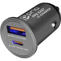 Prio KFZ-Schnellladegerät 45W PD PPS (USB C) + 45W (USB A) silber