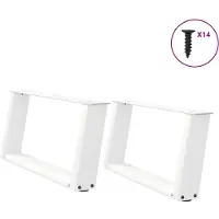 vidaXL Couchtischbeine U-Form 2 Stk. Weiß 60x(30-31) cm Stahl