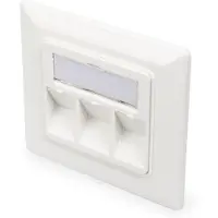 Digitus Frontplatte für Keystone Jacks 3x RJ45 Staubschutz 80/80 + Zentralplatte reinweiss seperater Mass..