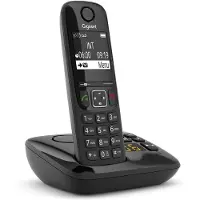Gigaset AS690A, Analoges/DECT-Telefon, Kabelloses Mobilteil, Freisprecheinrichtung, 100 Eintragungen, Anrufer-Identifikation, Schwarz